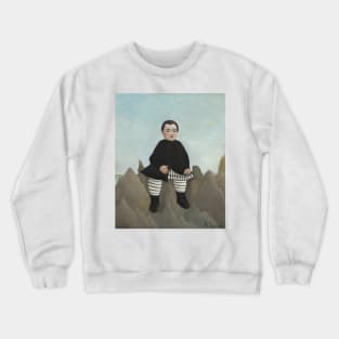 Boy on the Rocks by Henri Rousseau Crewneck Sweatshirt